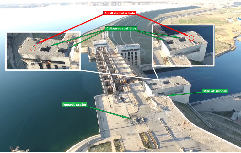 Click to enlarge Syrian Euphrates dam damaged US airstrikes