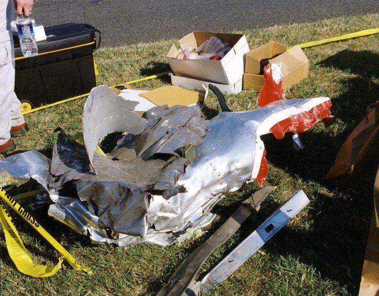 Plane debris at the Pentagon