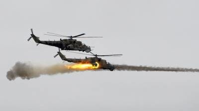 Russian helicoper on fire in Syria