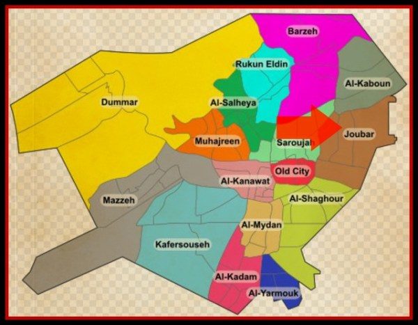 Click to enlarge Map Damascus districts