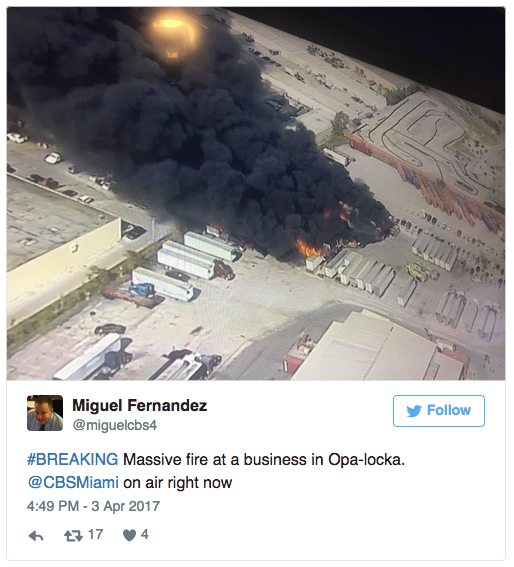 Click to enlarge Miami fire tweet