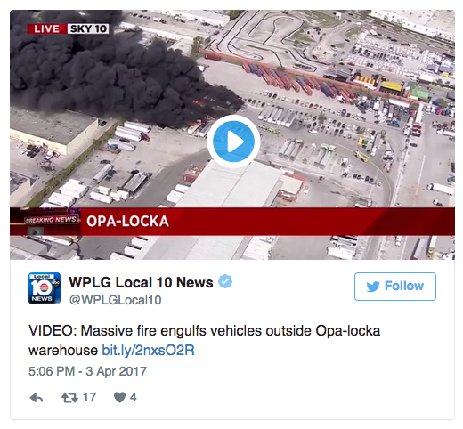 Click to enlarge Miami fire tweet