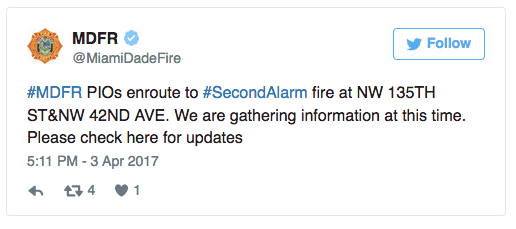 Click to enlarge Miami fire tweet