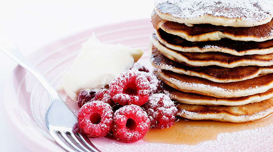Pancakes and raspberries
