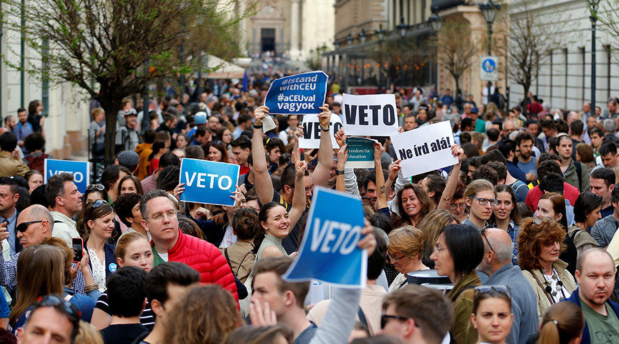 hungary protests closure soros-funded university