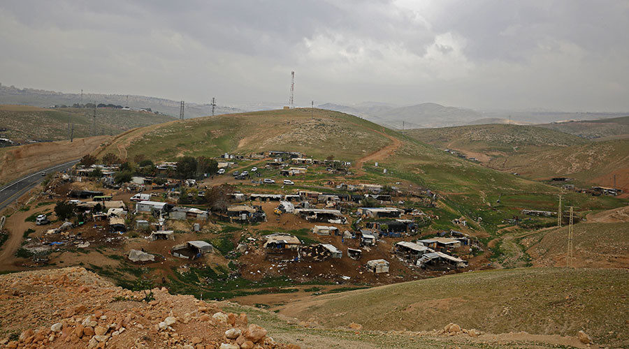 Palestinian Bedouin village of Khan al-Ahmar, in the Israeli-occupied West Bank