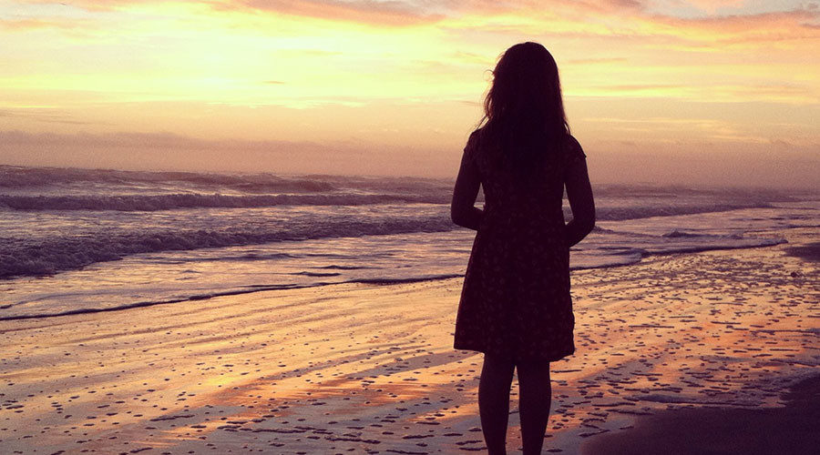 girl ocean sunset