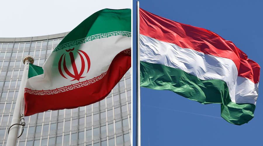 Iranian (L) and Hungarian (R) flags