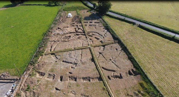 An aerial view of excavations 