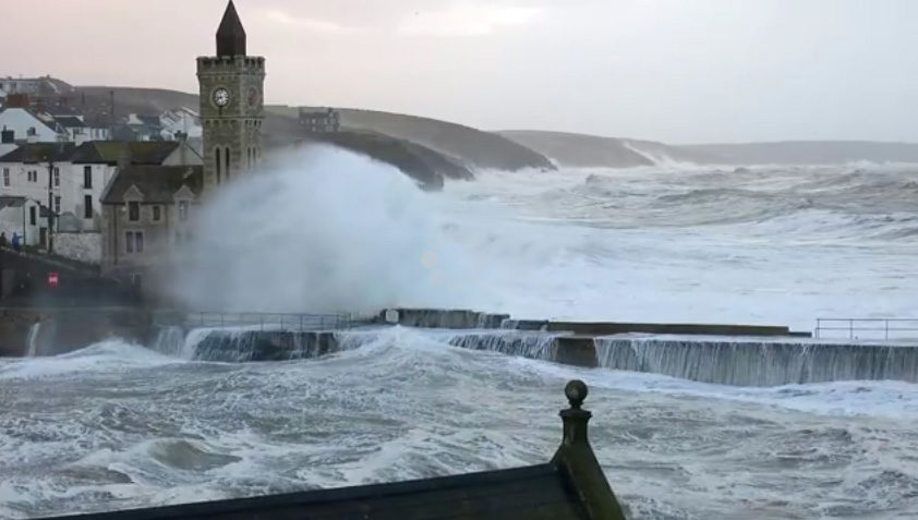 Porthleven storm waves 2014