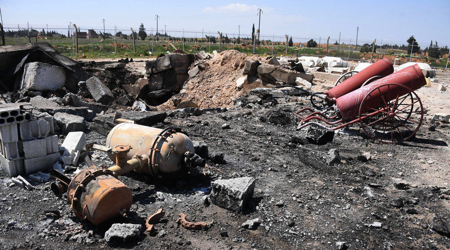 Click to enlarge Syrian army airbase that was hit by a U.S. strike near the city of Homs, Syria, 7 April, 2017