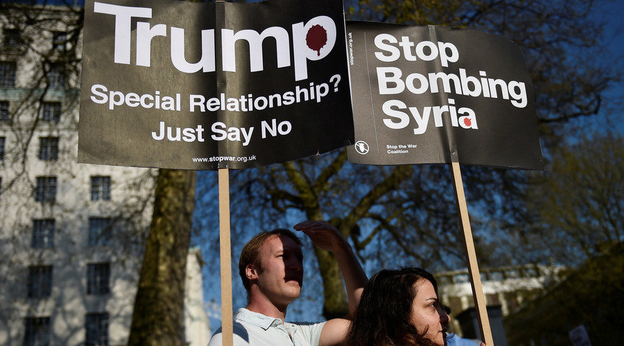Trump protest Britain Syria
