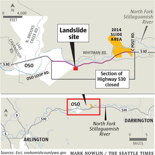 Click to enlarge Map of landslides