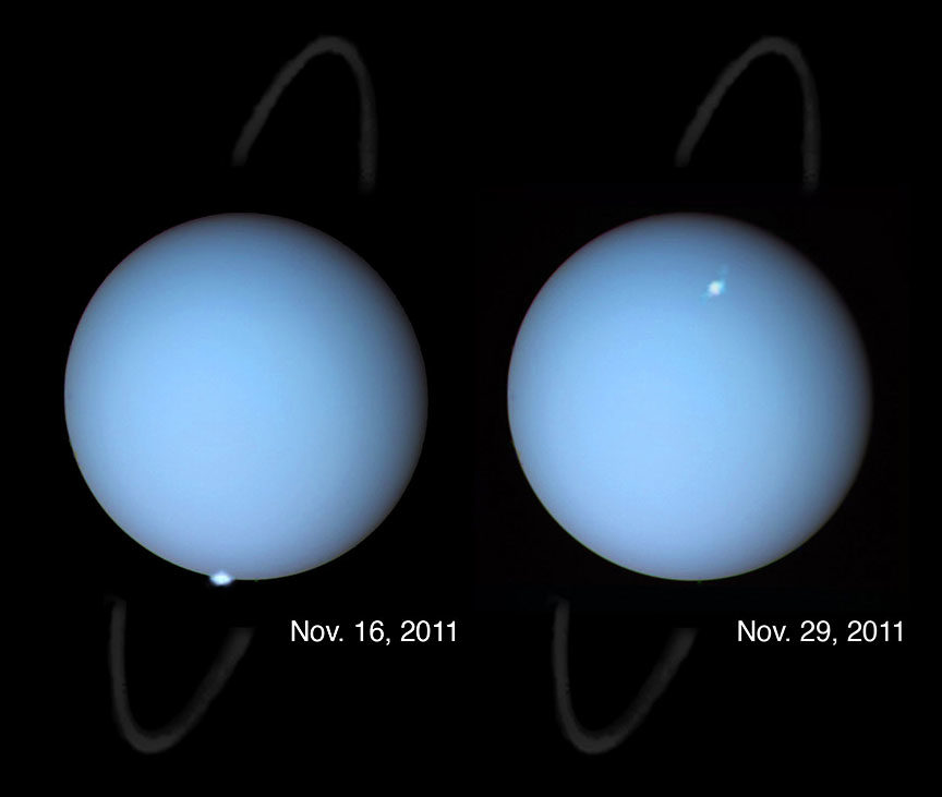 Click to enlarge Auroras on Uranus