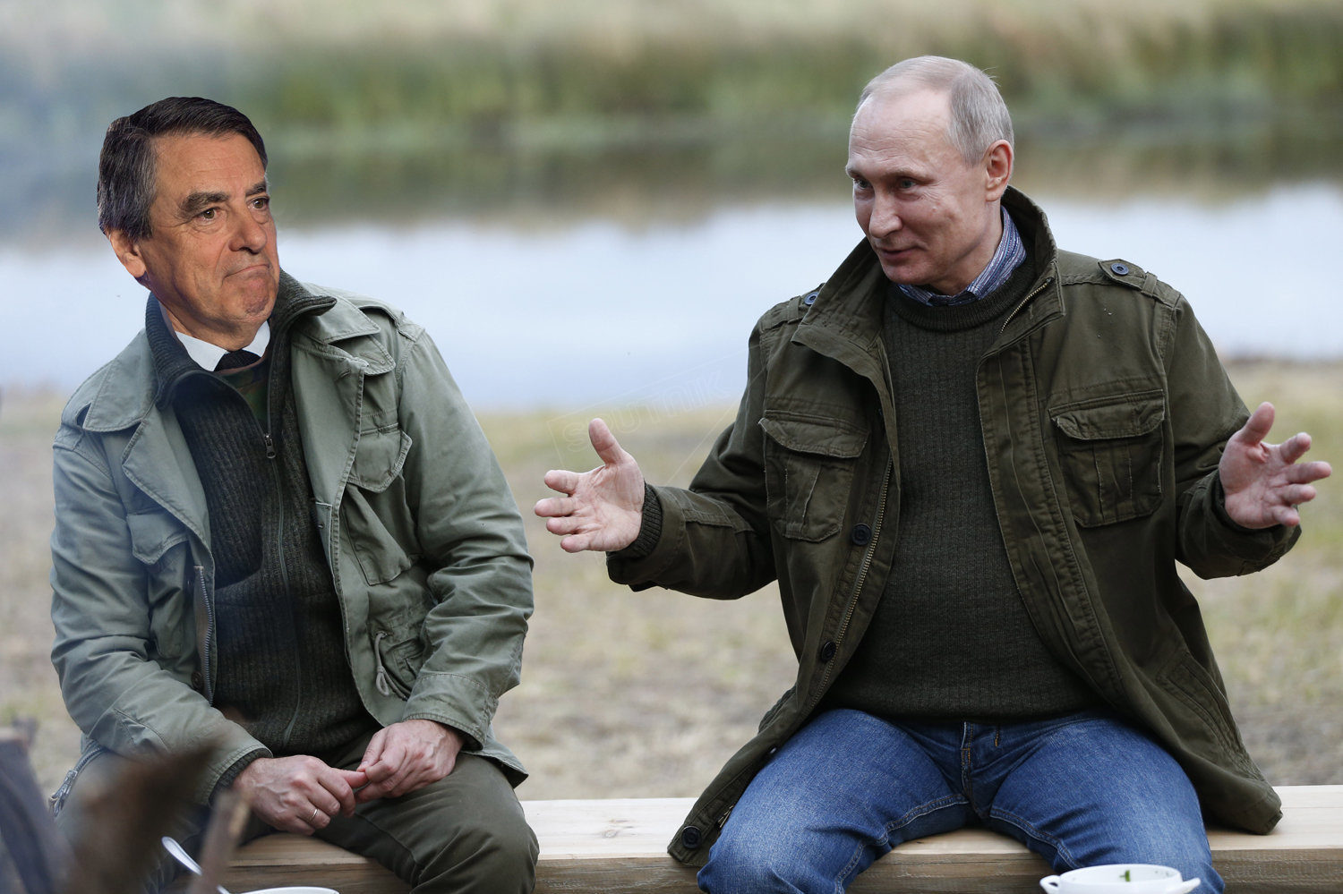 Click to enlarge François Fillon and Vladimir Putin (collage)