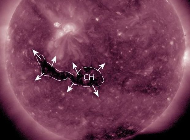 Click to enlarge A high-speed stream of solar wind