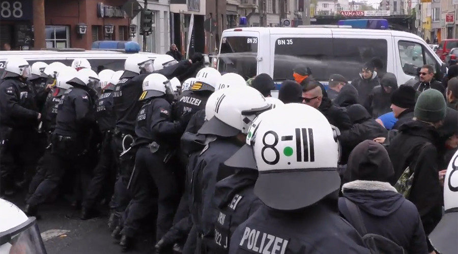 Germany police riot cops protest 