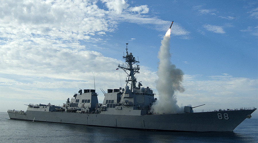 The guided-missile destroyer USS Preble