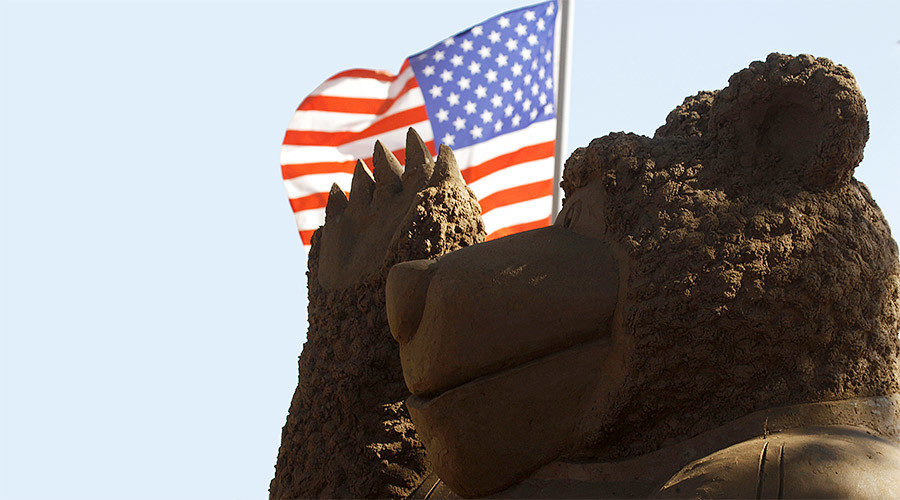 bear sculpture russia u flag