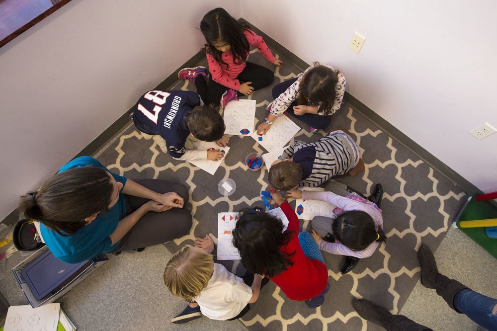 Click to enlarge Elina Starobinets with kindergarteners