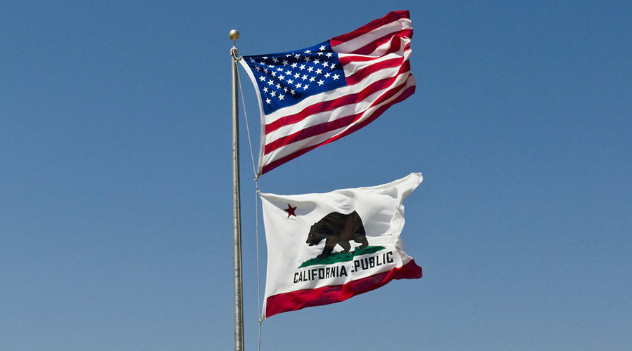Californnia and US flags
