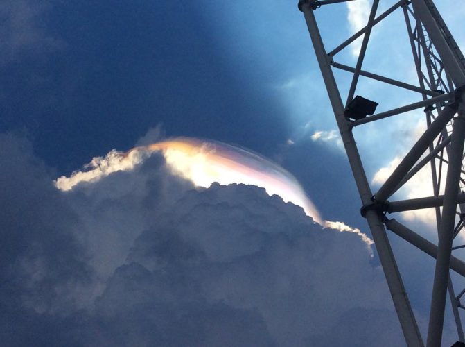 Iridescent cloud over Singapore