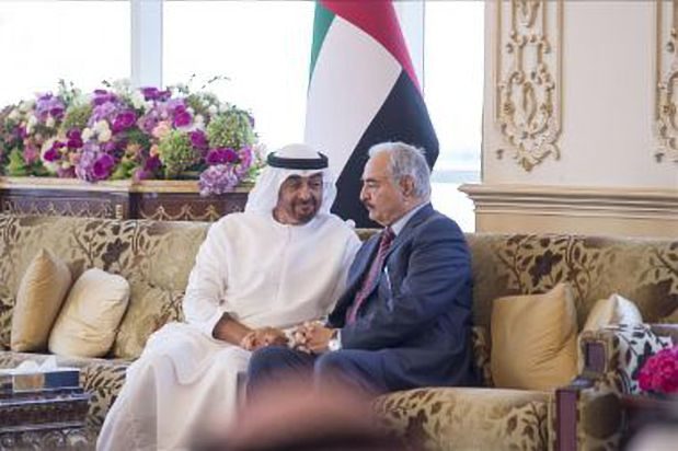 Click to enlarge Mohamed bin Zayed, the powerful Crown Prince of the UAE with Haftar