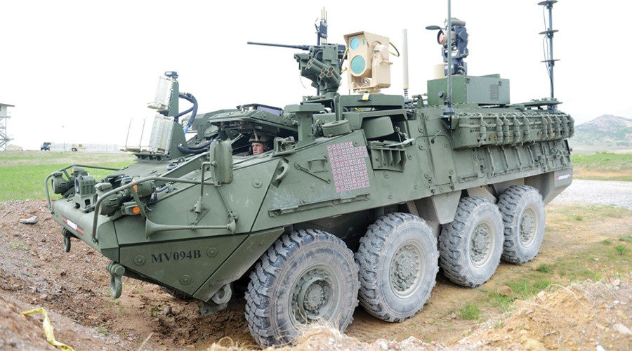 Click to enlarge laser equiped US Stryker armored vehicle