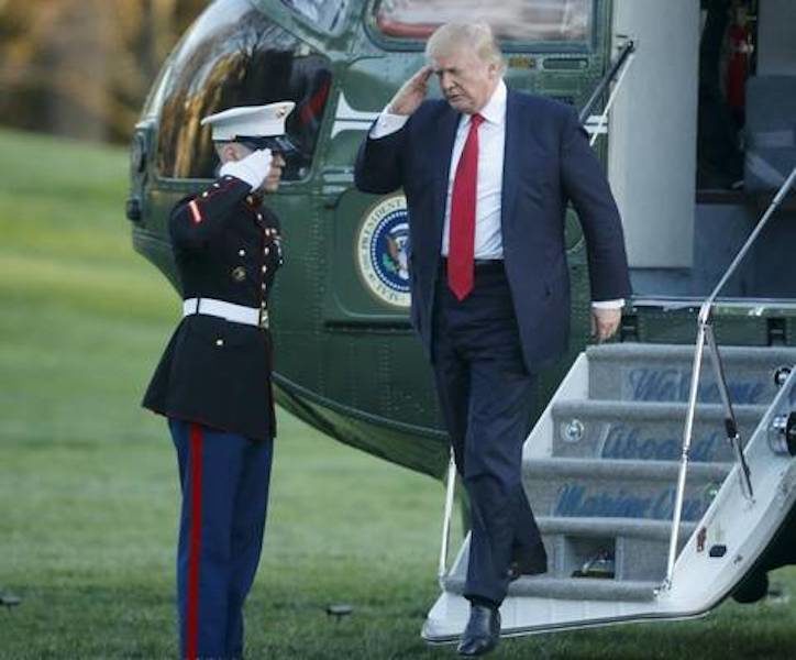 Trump exiting helicopter at the White House