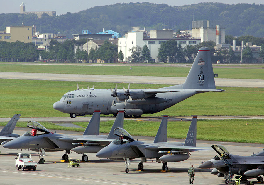 Yokota Air Base in Fussa, west of Tokyo