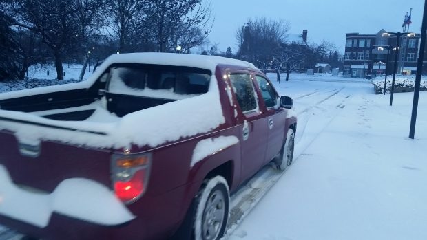 A late-season snowfall was causing issues on the roads in Regina Monday morning. 