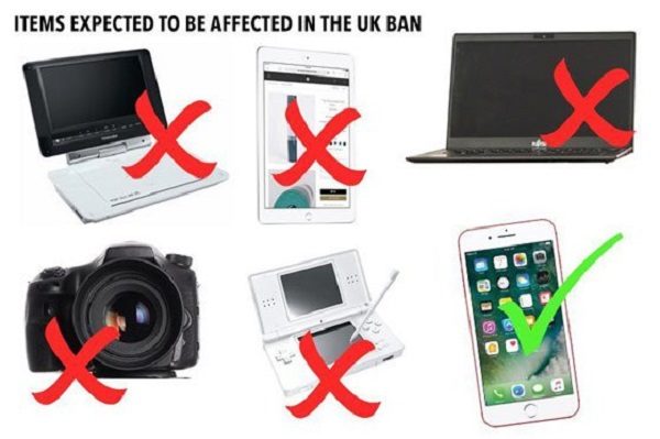electronic devices banned on airplanes