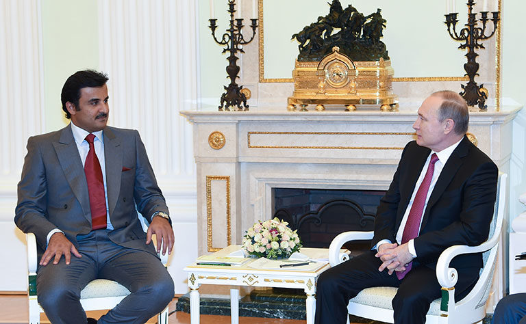 Qatar emir and Putin