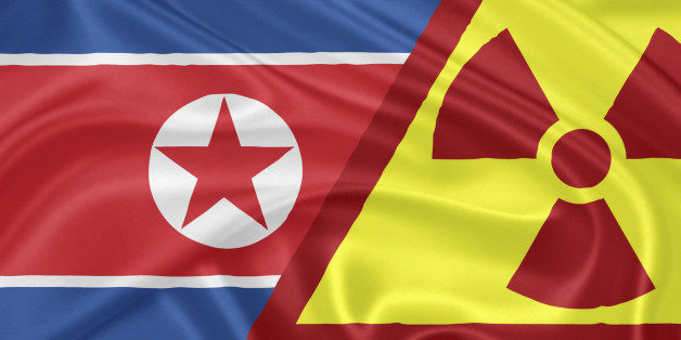 North Korea flag and nuclear flag