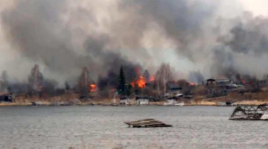 Russian village burns