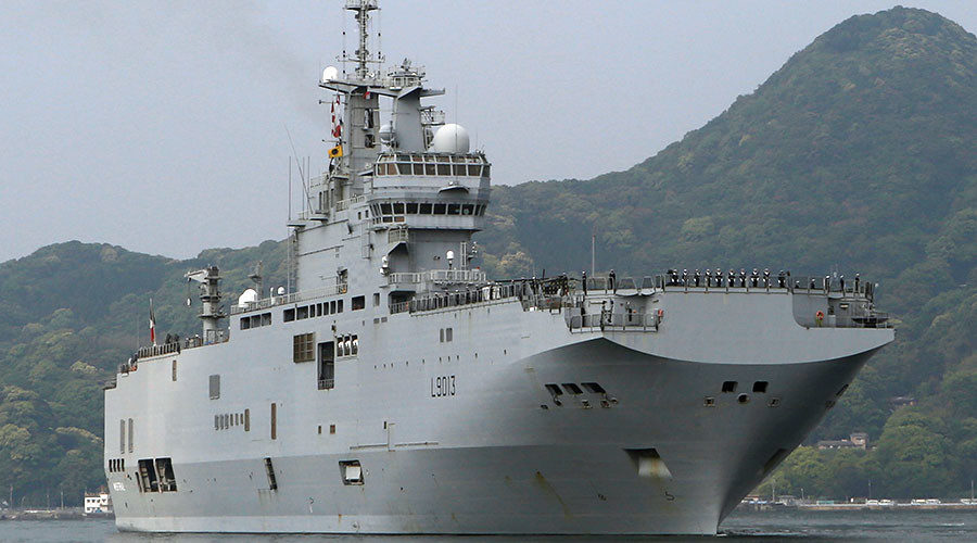 Click to enlarge French amphibious assault ship Mistral