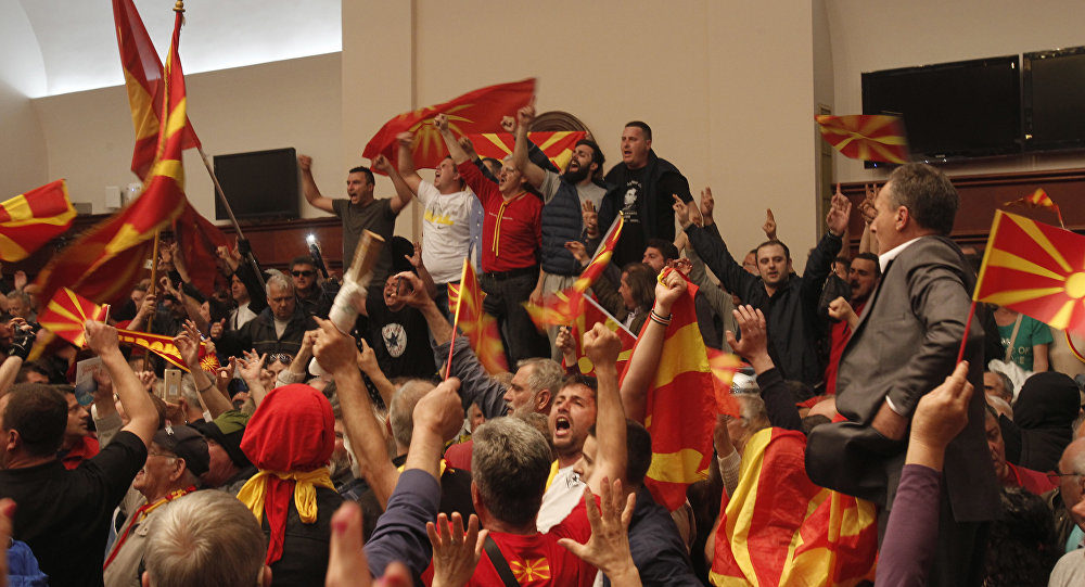 Macedonian protesters