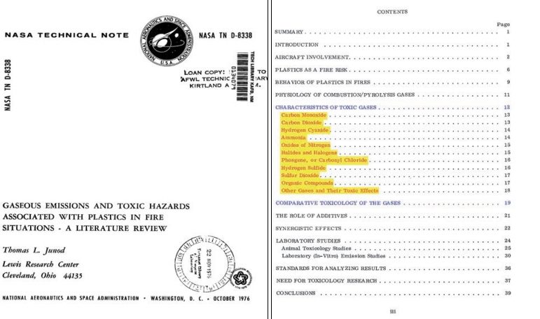 Click to enlarge NASA report toxic gas emissions plastic, khan sheikhoun gas attack analysis