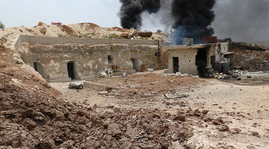 Click to enlarge Smoke rises from an emergency service point in Idlib province, Syria April 27, 2017