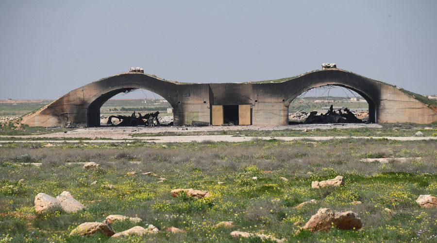 Planes burned as a result of the US missile attack on an air base in Syria
