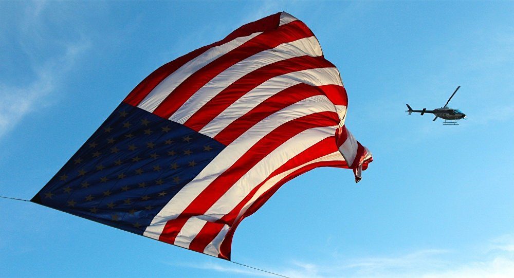 Click to enlarge US flag and helicopter