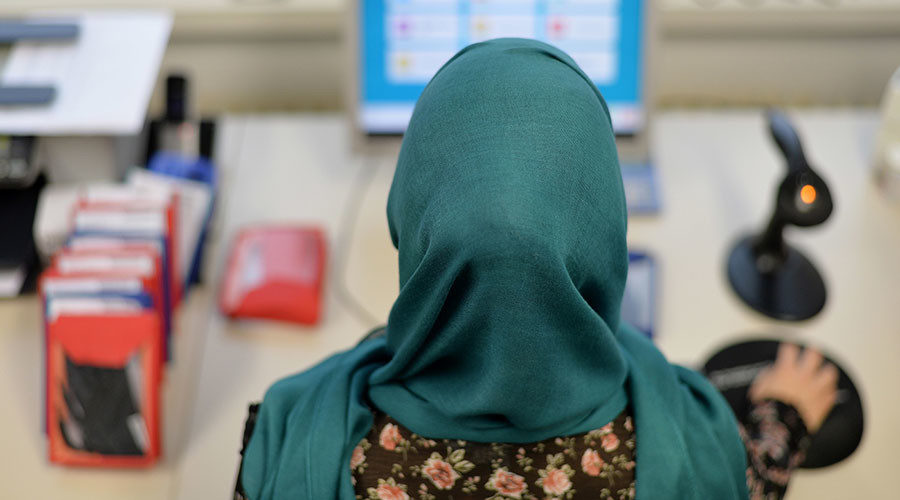 Woman in face veil