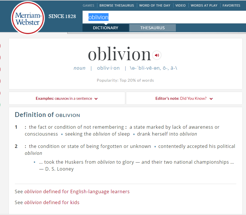 Click to enlarge oblivion