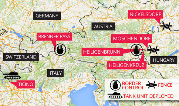 Click to enlarge Border posts have been put up in five member states map