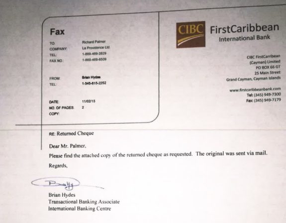 Click to enlarge document shows that the banking associate Brian Hydes is located in the Cayman Islands