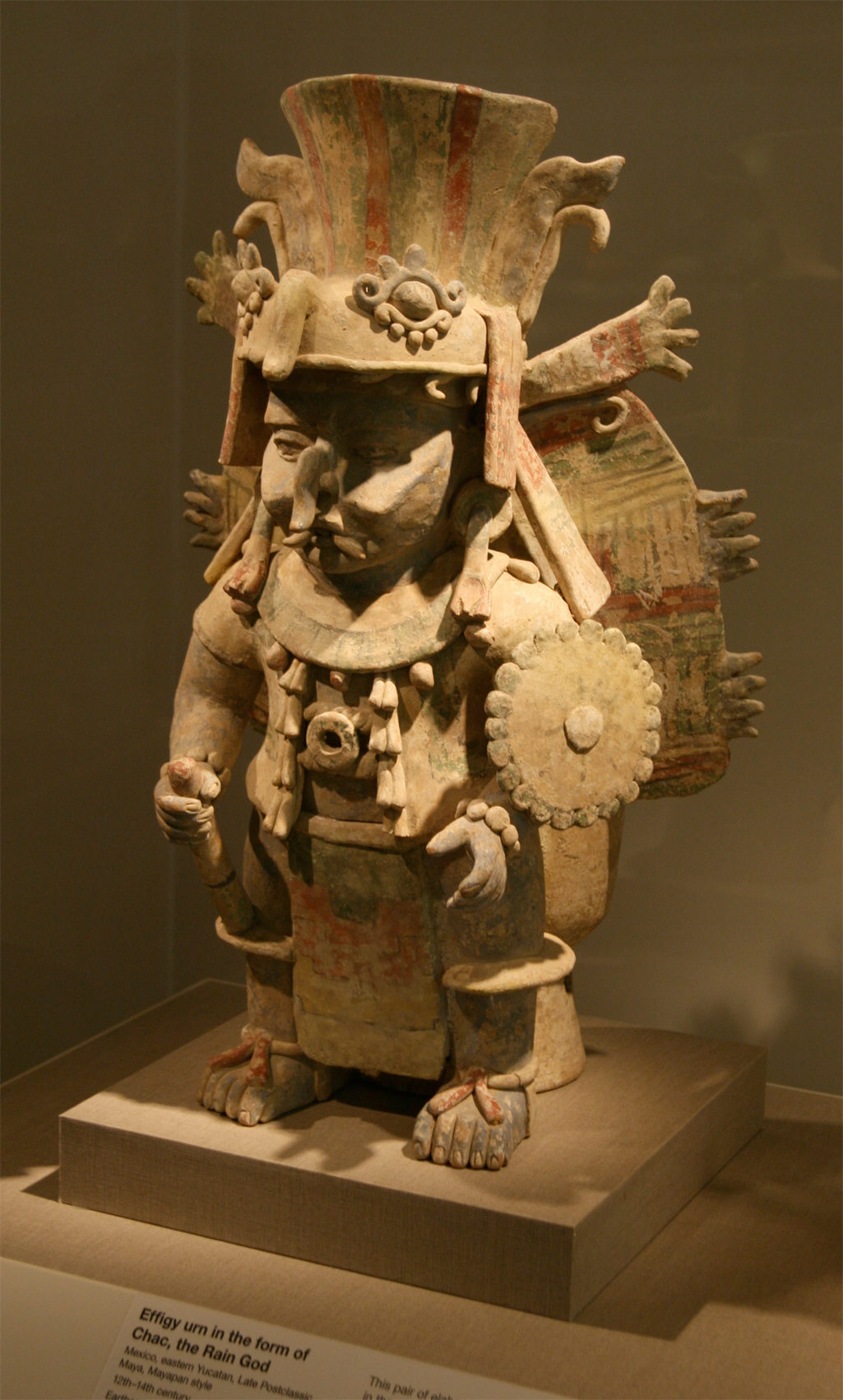 Click to enlarge Earthenware effigy urn (an incense burner) of Chaac, 12th-14th century