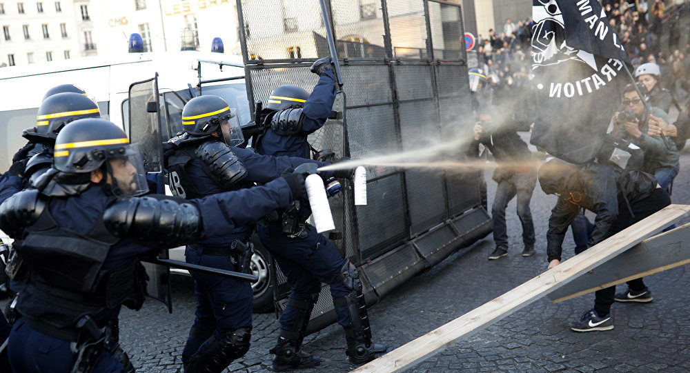 French election protest Macron