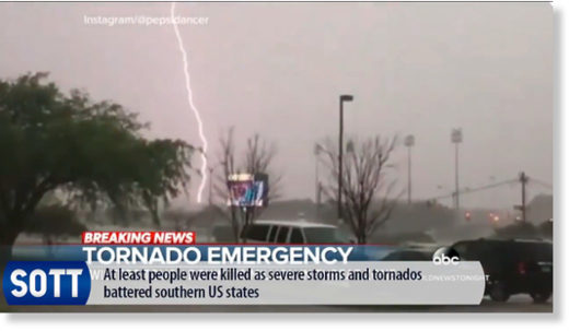 lightning hits Texas tornado