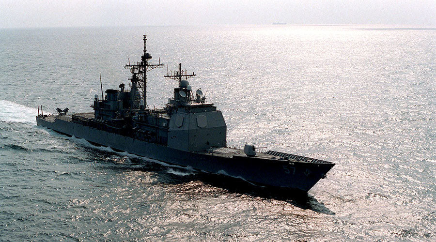 Click to enlarge guided missile cruiser USS Lake Champlain
