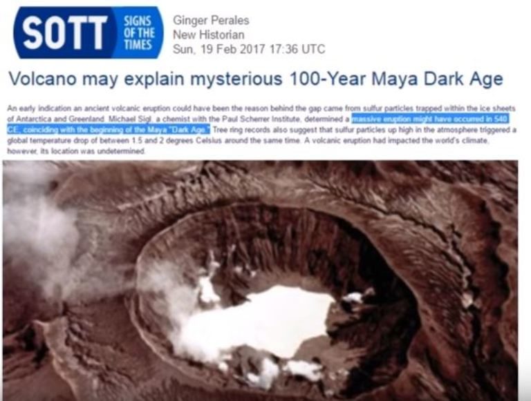 Click to enlarge Maya Dark Ages volcano activity